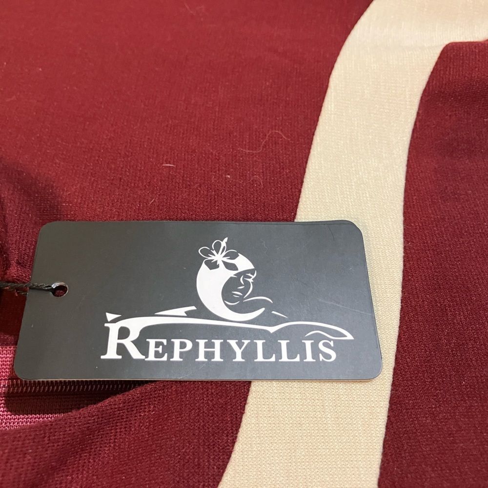 NWT Rephyllis short sleeve maroon and cream dress. Women’s size 2X. - Picture 2 of 8